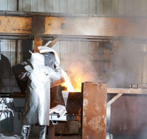 Pouring Molten Alloy