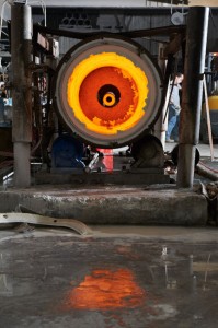 Long Shot of a Centrifugal Pipe During the Cooling Process